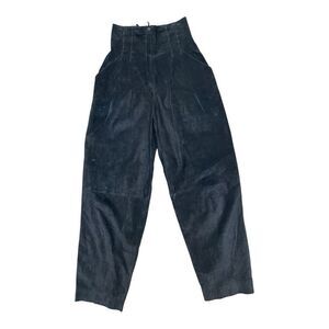 Vintage Forenza Black Suede High Waist Barrel Pants Sz 8 Lined Made in Italy